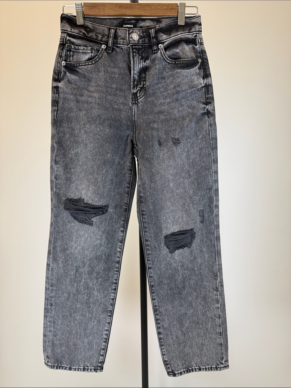 Express Black Washed Boyfriend Jeans